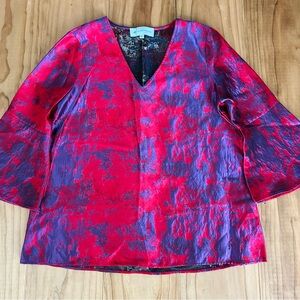 Tuckernuck Red and Purple Abstract Boxy Blouse Size Small